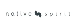 Logo Native Spirit en lettres noires avec un symbole graphique central sur fond blanc.